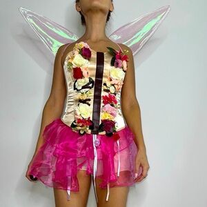Floral Fantasy Halloween Costume
Garden Fairy corset, skirt, Wings included.